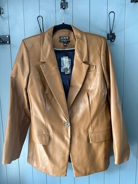 J. Crew Women's Cognac Faux Leather Single-Button Blazer